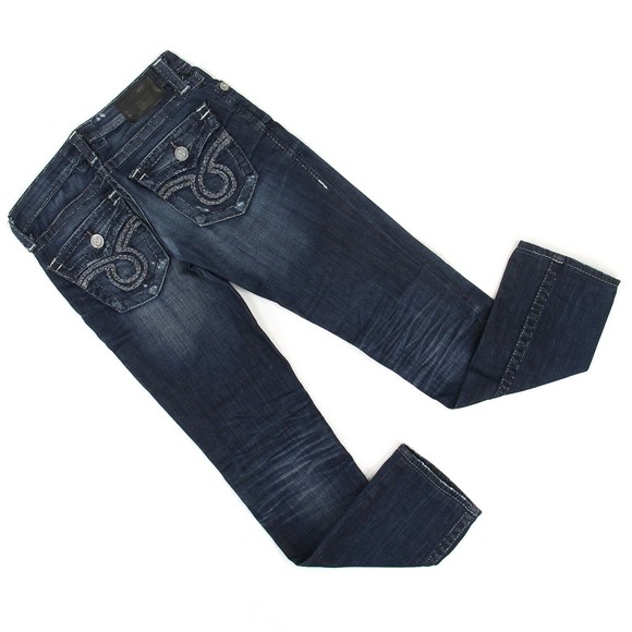 BIG STAR Denim - Big Star Junior Sz 25L (27 x 30.5) Nico Straight Leg Distressed Jeans Dark Denim